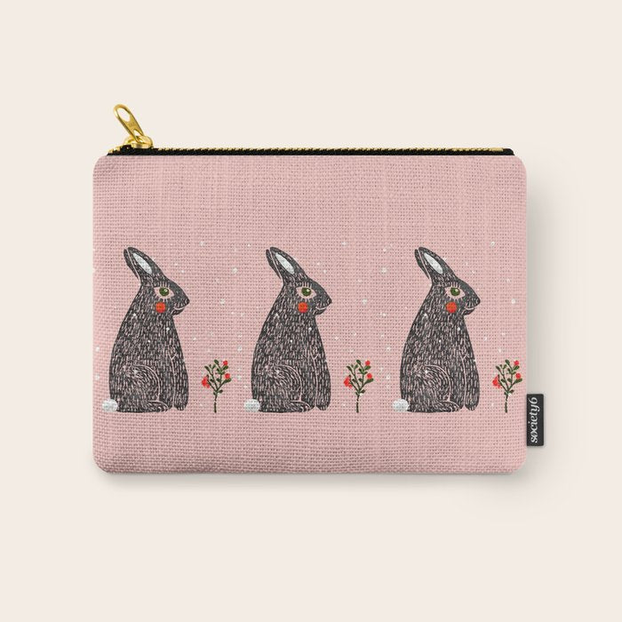 Christmas Rabbit - Illustration Carry All Pouch