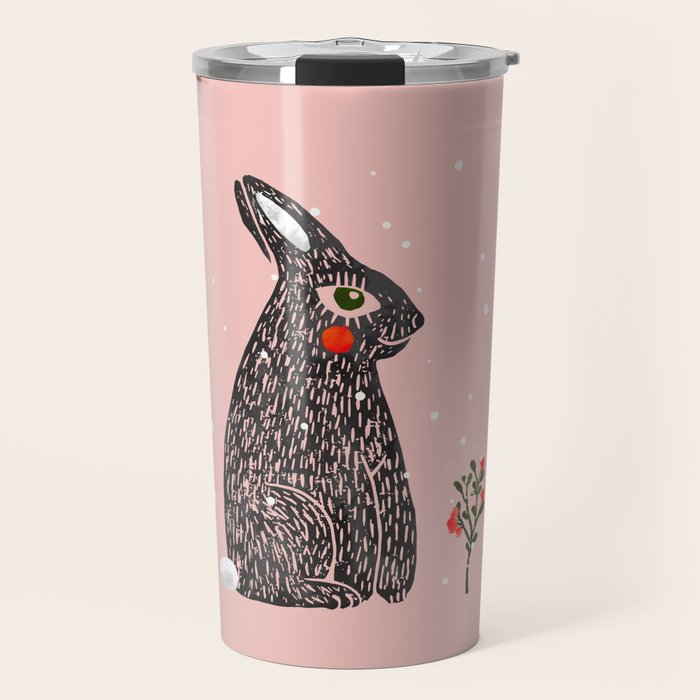 Christmas Rabbit - Illustration Travel Mug