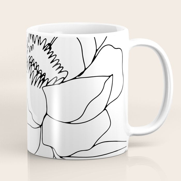 Minimal, Line Art, Floral Prints, Drawing Coffee Mug