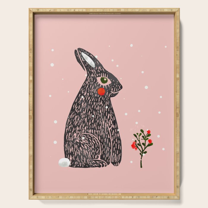Christmas Rabbit - Illustration Serving Tray