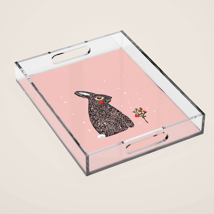 Christmas Rabbit - Illustration Acrylic Tray