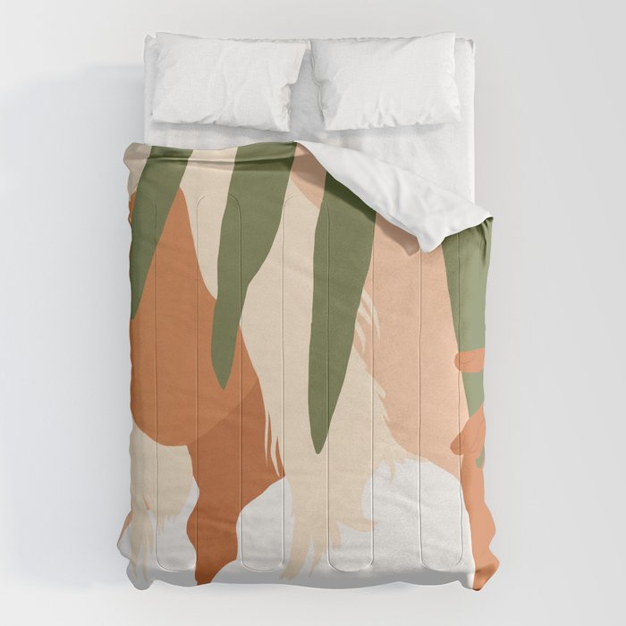 Musafir | Traveler Feminism Woman Of Color In White Shirt | Palm Tropical Minimal Bohemian Fashion  Comforter