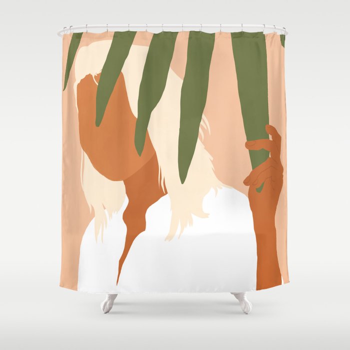 Musafir | Traveler Feminism Woman Of Color In White Shirt | Palm Tropical Minimal Bohemian Fashion  Shower Curtain