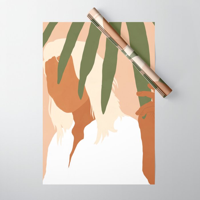 Musafir | Traveler Feminism Woman Of Color In White Shirt | Palm Tropical Minimal Bohemian Fashion  Wrapping Paper