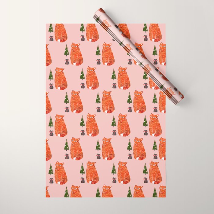 Christmas Fox - Illustration Wrapping Paper
