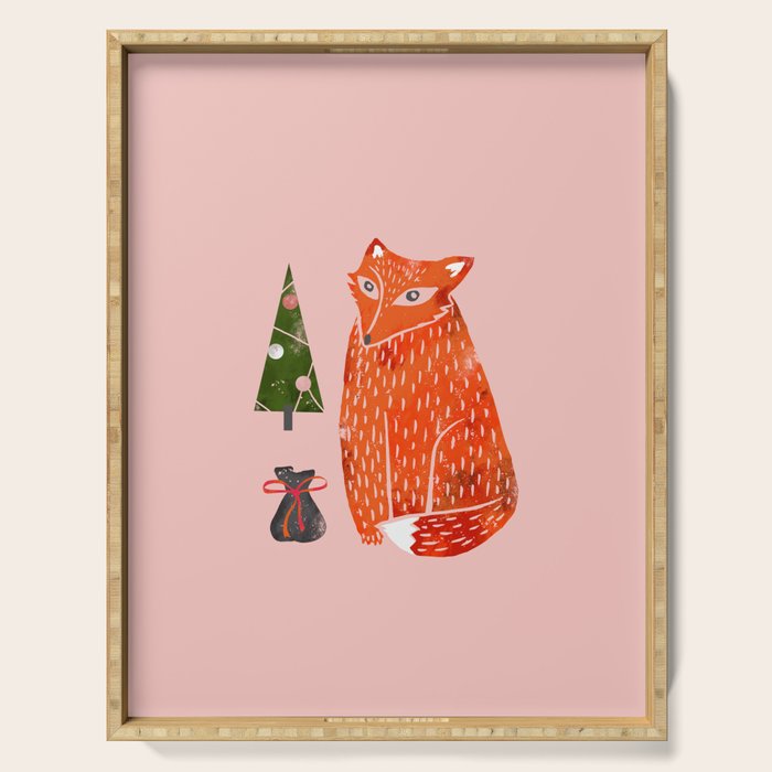 Christmas Fox - Illustration Serving Tray