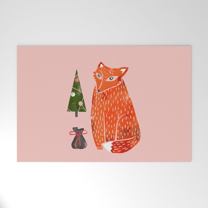 Christmas Fox - Illustration Welcome Mat