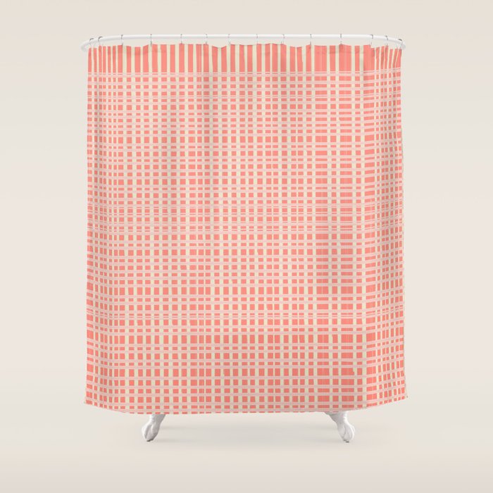 Abstract Stripes In Coral Shower Curtain