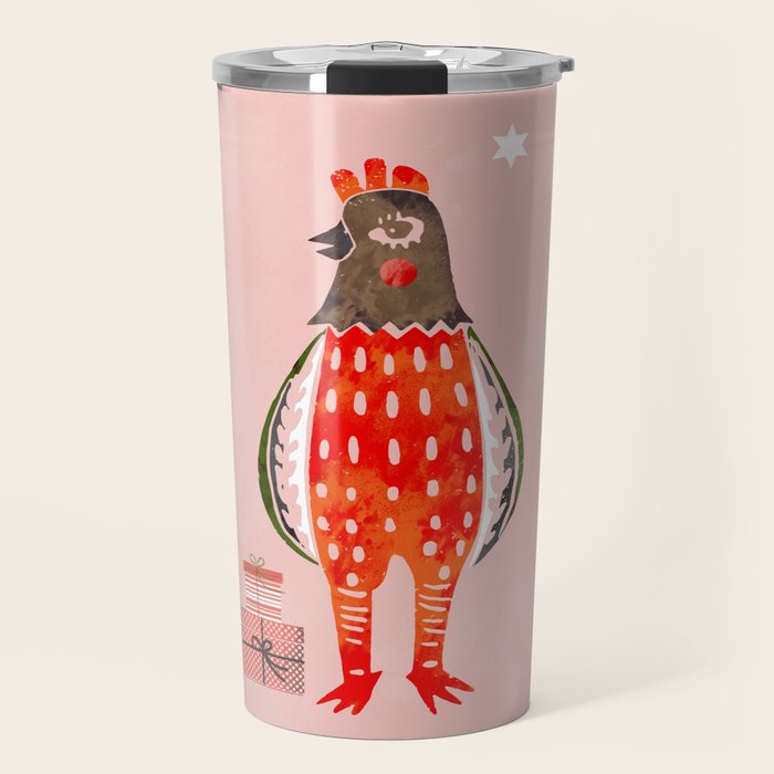Christmas Chicken - Illustration Travel Mug