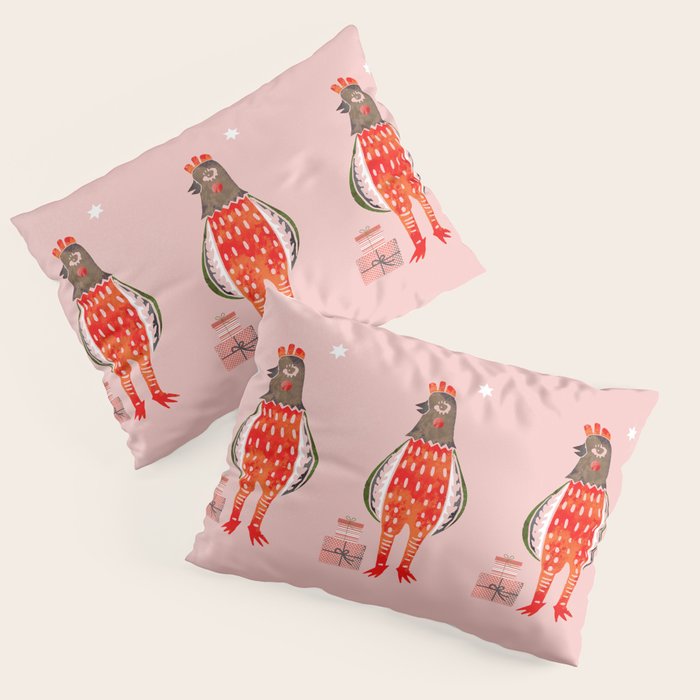Christmas Chicken - Illustration Pillow Sham
