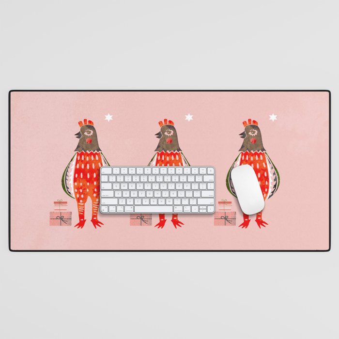 Christmas Chicken - Illustration Desk Mat
