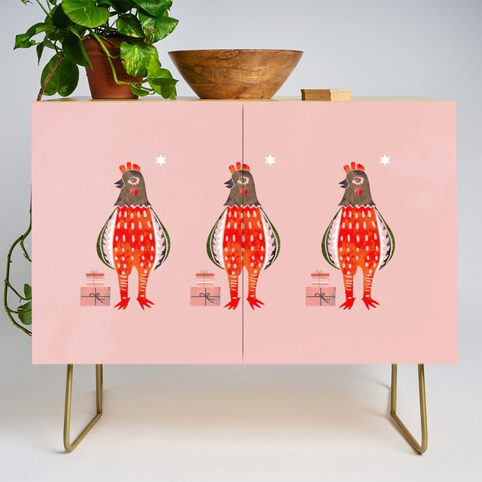 Christmas Chicken - Illustration Credenza