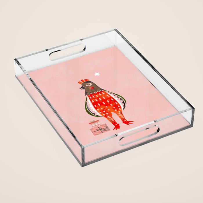 Christmas Chicken - Illustration Acrylic Tray