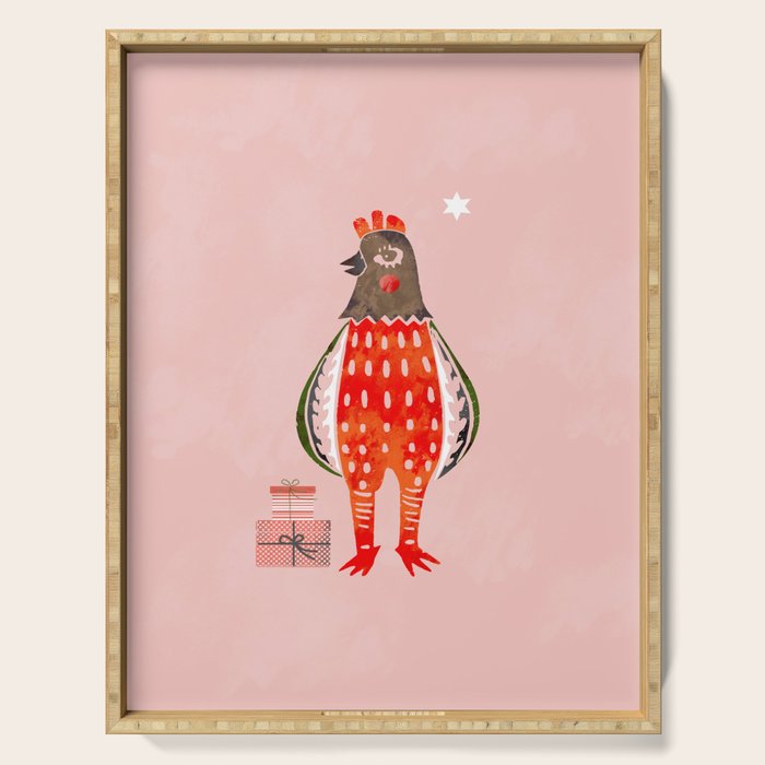 Christmas Chicken - Illustration Serving Tray