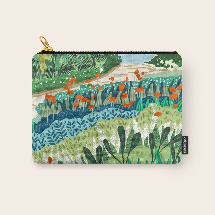 Solo Walk, Nature Jungle Forest Tropical Colorful Vibrant Bortanical Illustration Painting Carry All Pouch