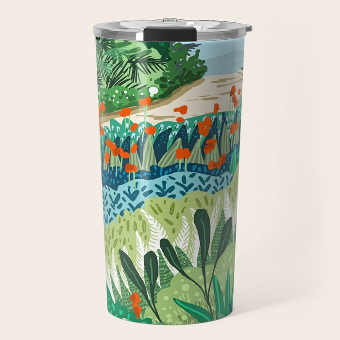 Solo Walk, Nature Jungle Forest Tropical Colorful Vibrant Bortanical Illustration Painting Travel Mug
