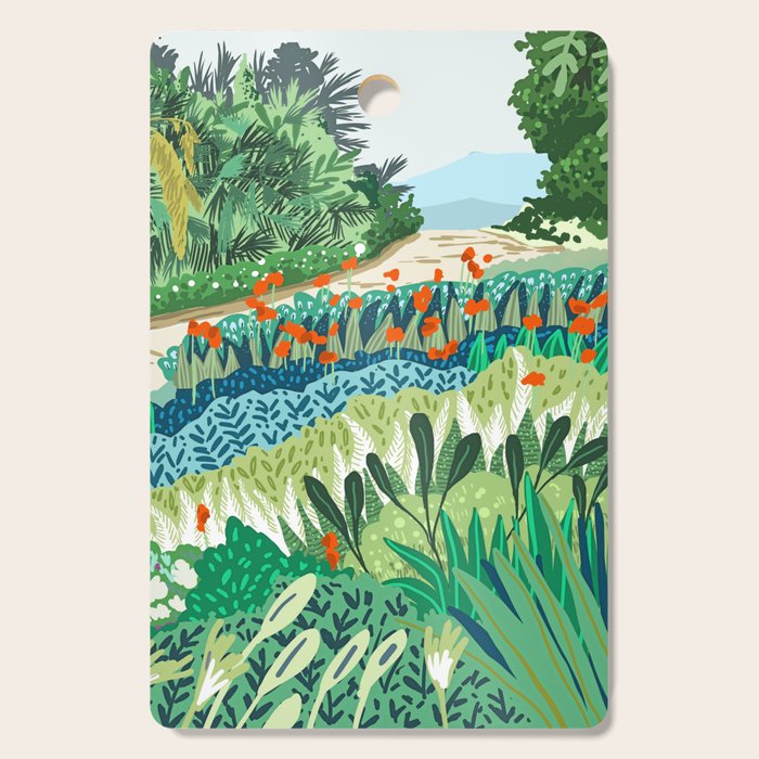Solo Walk, Nature Jungle Forest Tropical Colorful Vibrant Bortanical Illustration Painting Cutting Board
