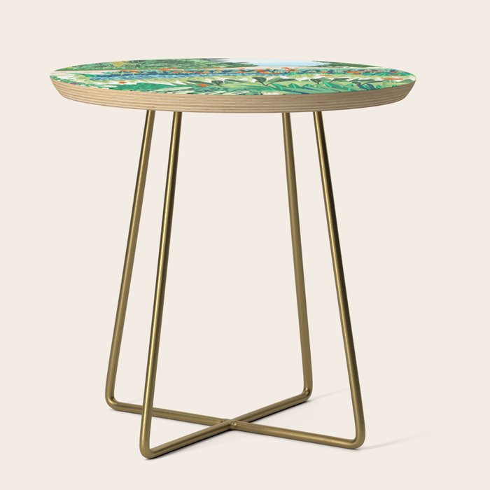 Solo Walk, Nature Jungle Forest Tropical Colorful Vibrant Bortanical Illustration Painting Side Table