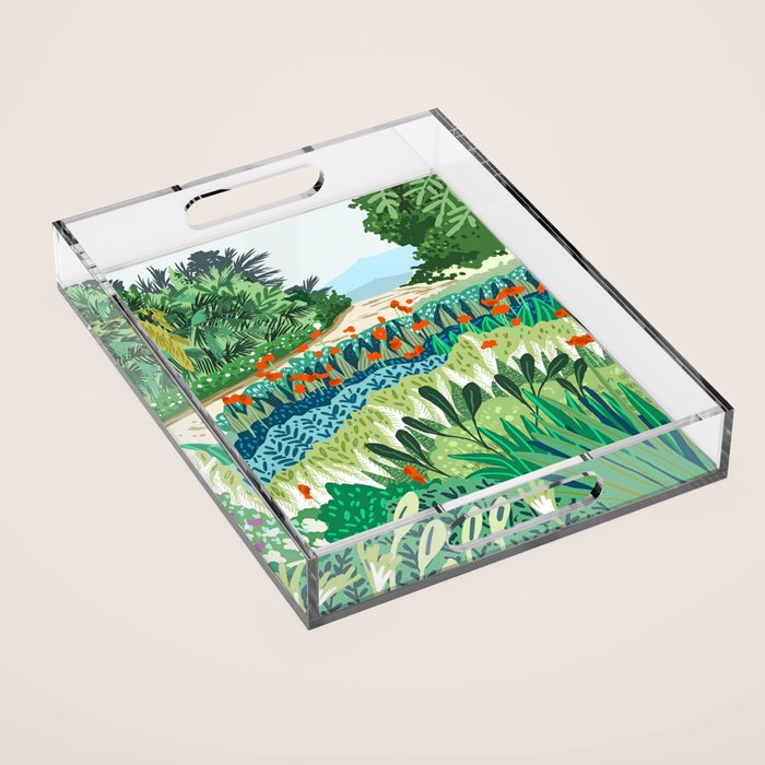 Solo Walk, Nature Jungle Forest Tropical Colorful Vibrant Bortanical Illustration Painting Acrylic Tray