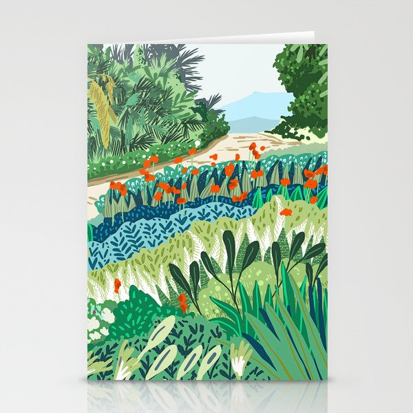 Solo Walk, Nature Jungle Forest Tropical Colorful Vibrant Bortanical Illustration Painting Stationery Card