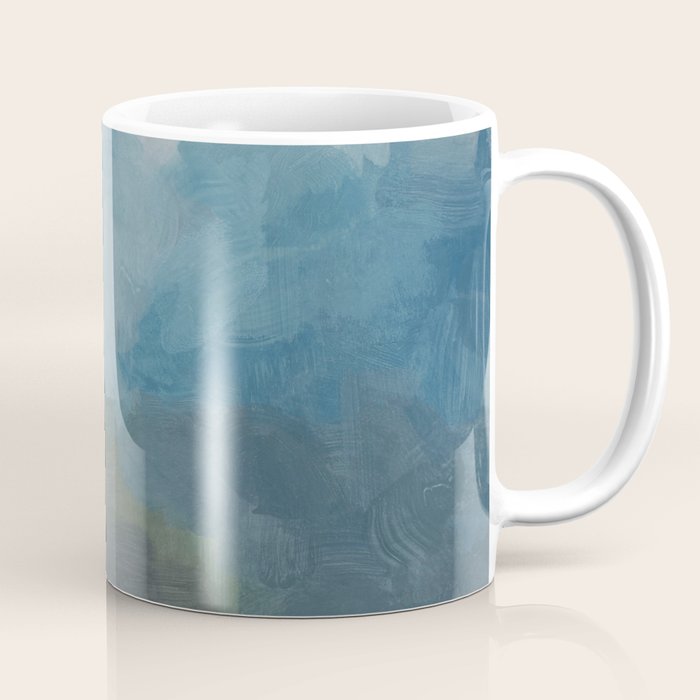 Keep Going - Abstract Painting, Gray Blue Navy Green Nature Mountain Hiking Print, Modern Wall Art Coffee Mug