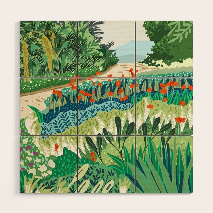 Solo Walk, Nature Jungle Forest Tropical Colorful Vibrant Bortanical Illustration Painting Wood Wall Art