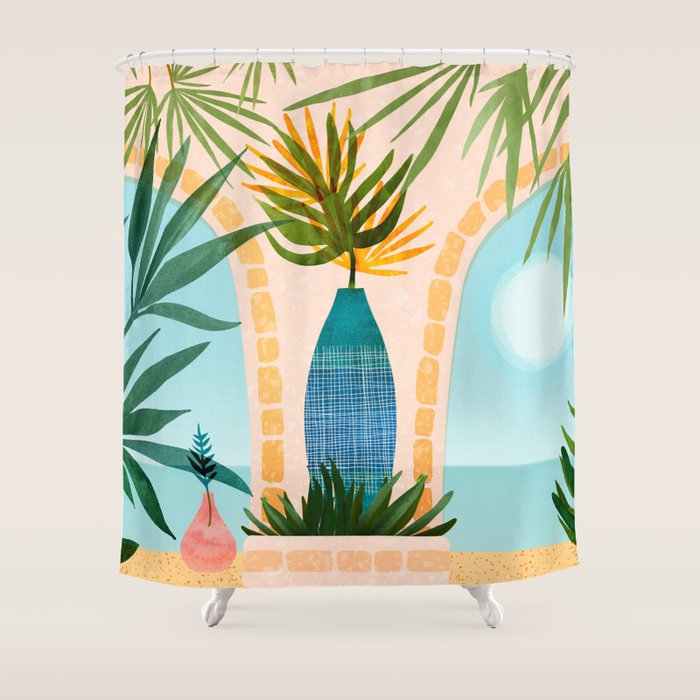 Welcome To The Hotel California Illustrated Landscape / Villa Series Shower Curtain
