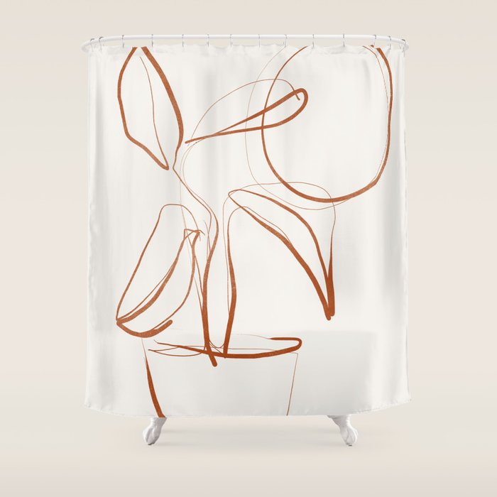 Abstract Line Art /Plant2 Shower Curtain