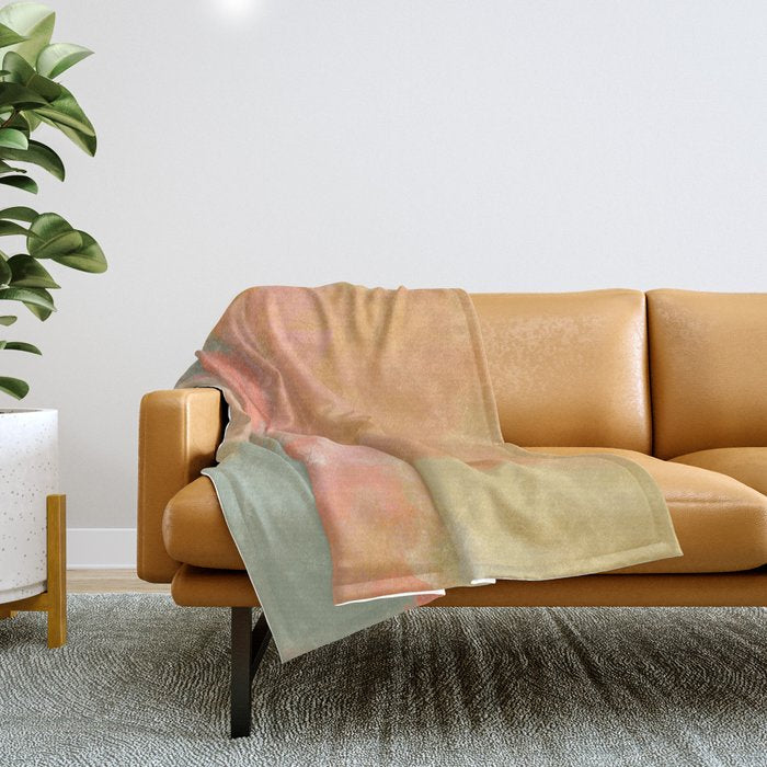 Abstract Peach Sky On Mint Sea Throw Blanket