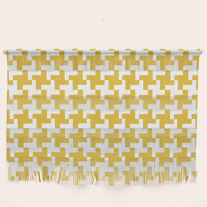 Houndstooth Pattern Mustard Yellow Wall Hanging