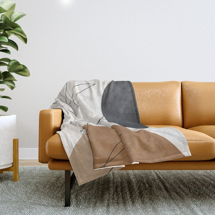 Abstract Art Minimal Plant Throw Blanket