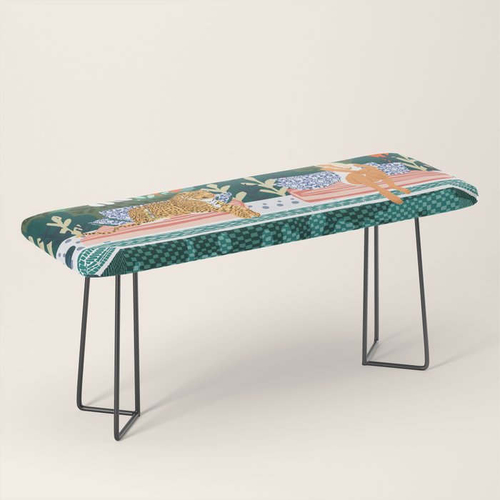 Chilling By The Pool With My Leopard Tropical Jungle Nature Wildlife Bohemian Morocco Travel Bench