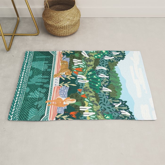 Chilling By The Pool With My Leopard Tropical Jungle Nature Wildlife Bohemian Morocco Travel Rug