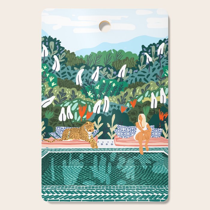 Chilling By The Pool With My Leopard Tropical Jungle Nature Wildlife Bohemian Morocco Travel Cutting Board
