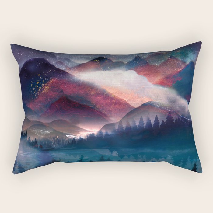 Mountain Lake Under The Stars Rectangular Pillow