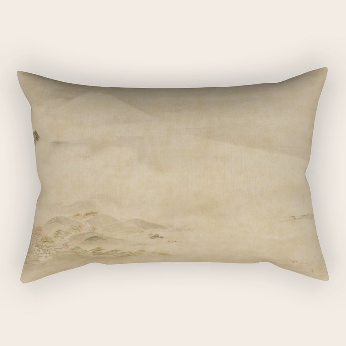 Japanese Edo Period Landscape Scroll Of Mount Fuji - Kano Tanyu Rectangular Pillow