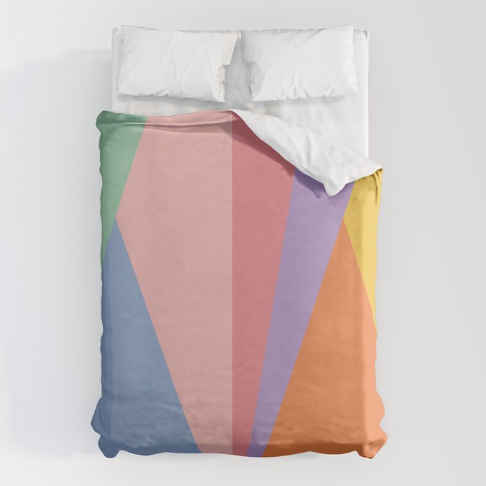 Geometric Triangles I Bright Pastel Duvet Cover