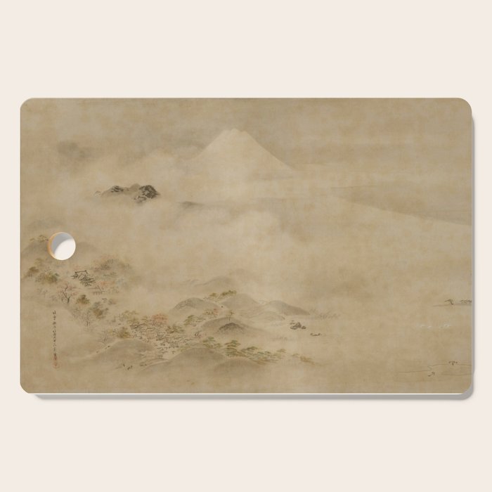 Japanese Edo Period Landscape Scroll Of Mount Fuji - Kano Tanyu Cutting Board