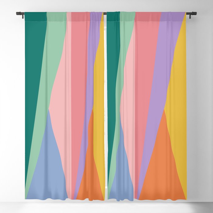 Geometric Triangles I Bright Pastel Window Curtain