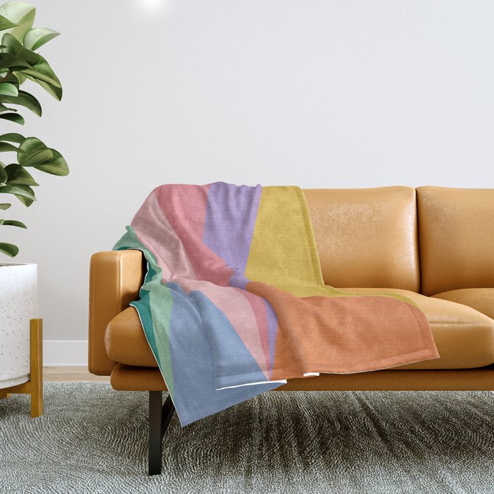 Geometric Triangles I Bright Pastel Throw Blanket