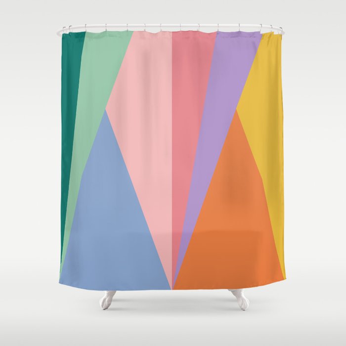 Geometric Triangles I Bright Pastel Shower Curtain