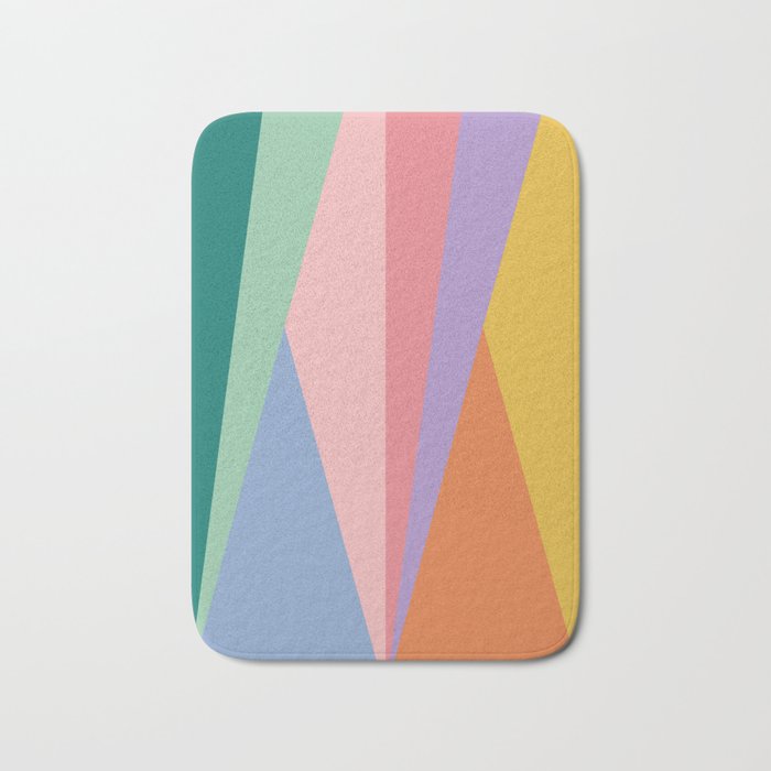 Geometric Triangles I Bright Pastel Bath Mat