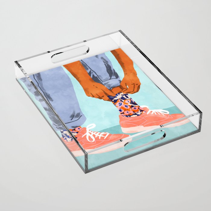 Pull Up Those Pretty Socks! | Optimism Hustle Positivity | Good Vibes Luck Pop Art Acrylic Tray