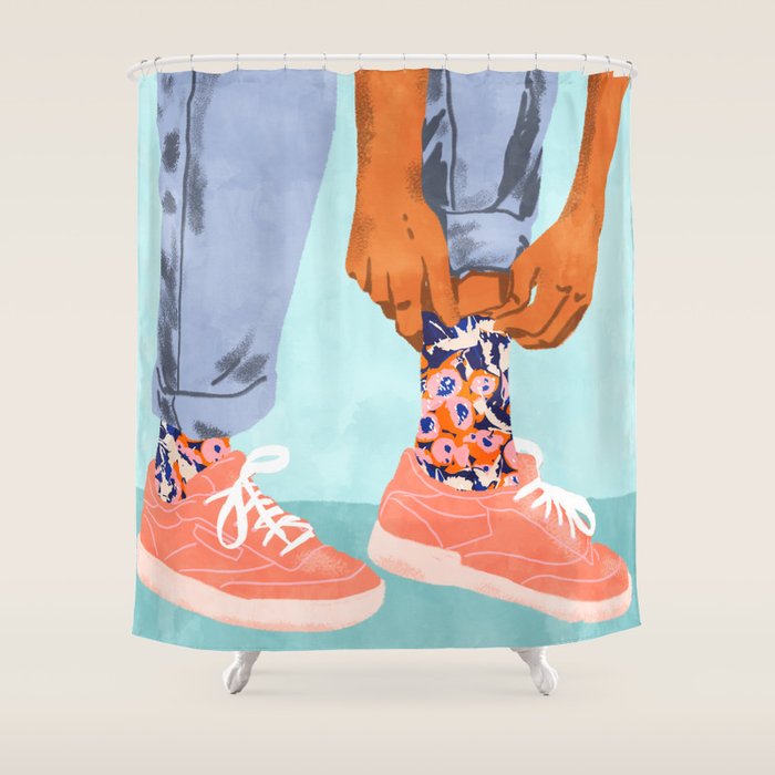 Pull Up Those Pretty Socks! | Optimism Hustle Positivity | Good Vibes Luck Pop Art Shower Curtain
