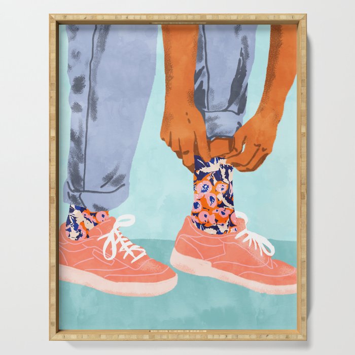 Pull Up Those Pretty Socks! | Optimism Hustle Positivity | Good Vibes Luck Pop Art Serving Tray