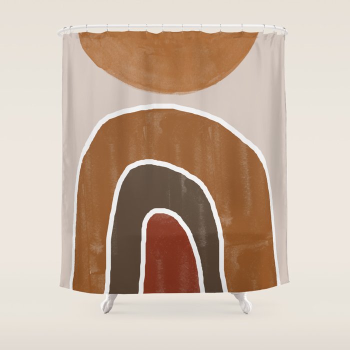 Abstract Rainbow, Burnt Orange Shower Curtain