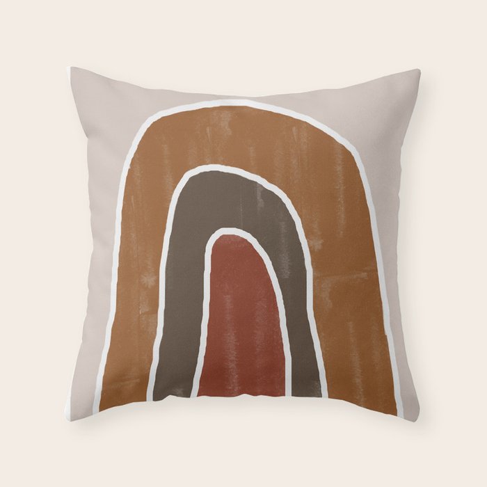 Abstract Rainbow, Burnt Orange Throw Pillow
