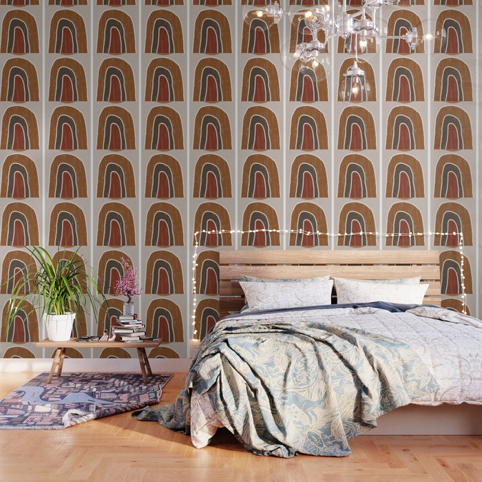 Abstract Rainbow, Burnt Orange Wallpaper