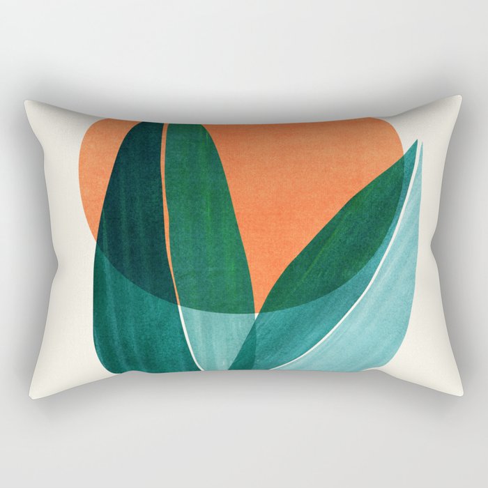 Nature Stack Teal And Orange Abstract Sunset Rectangular Pillow