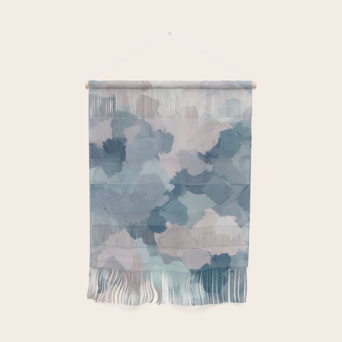 Beautiful Breeze I - Mint Aqua Navy Indigo Blue Blush Pink Abstract Painting, Modern Wall Art Wall Hanging